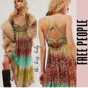 NWOT FREE PEOPLE into the nights embellished maxi dress s m